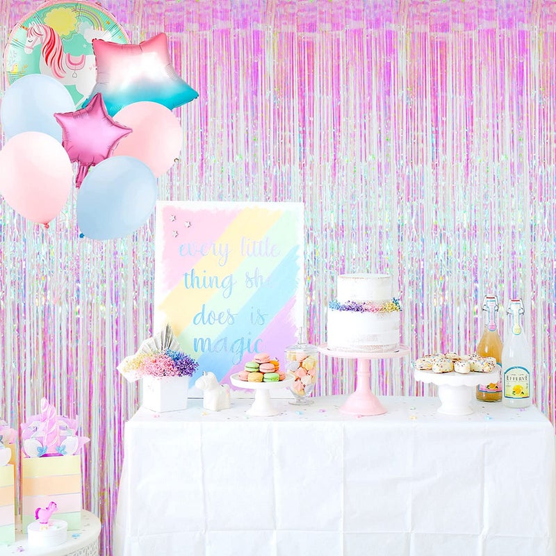 GOER 3.2 ft x 9.8 ft Metallic Tinsel Foil Fringe Curtains Party Photo Backdrop Party Streamers for Birthday,Graduation,New Year Eve Decorations Wedding Decor (2 Packs,Multicolor) - Image 3